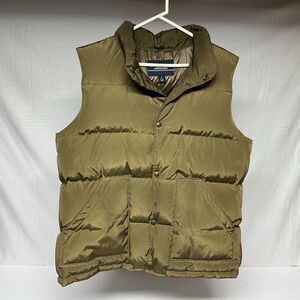 Lands End Vest Mens LG 42-44 Brown/Gold Down Puffer Outdoors Insulated Pockets